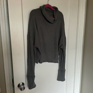 Crop grey waffle knit soft crop sweater. Size M.